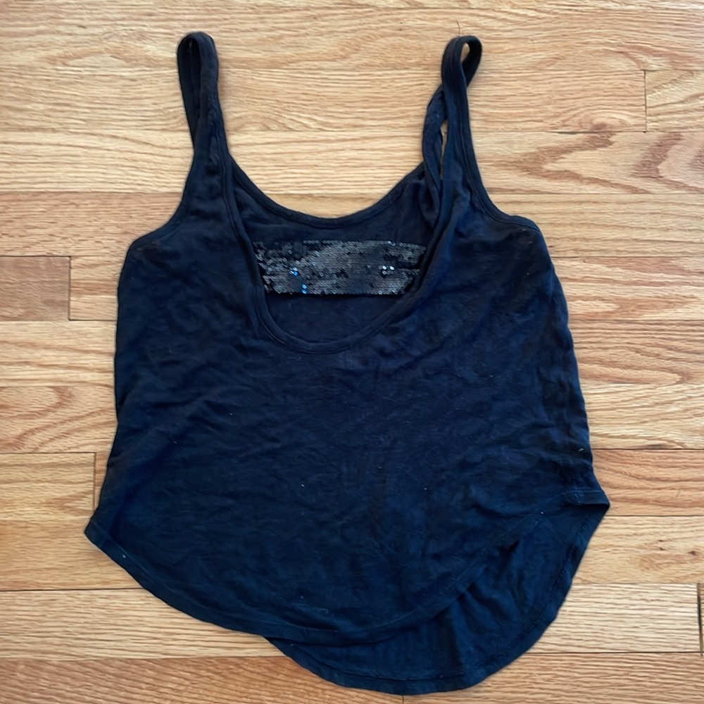 Patterson J Kincaid Black Linen Cropped Tank Top S